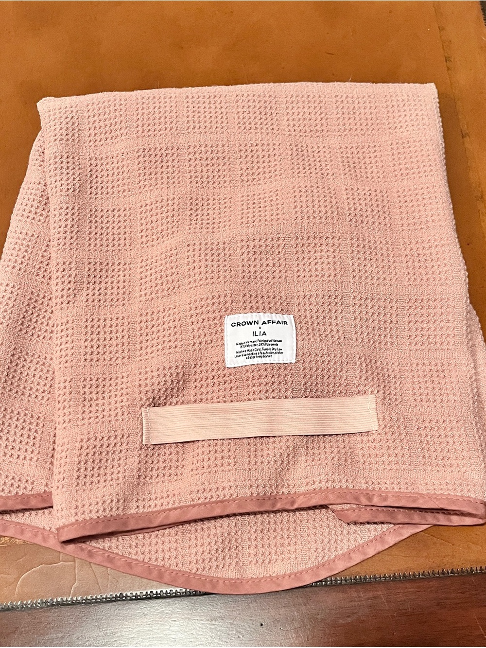 Crown Affair Ilia Pink Waffle Hair Towel